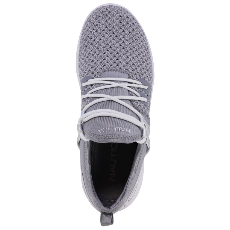 Women's Nautica Logo-strap Mesh Sneakers Grey | 4aORhl4d