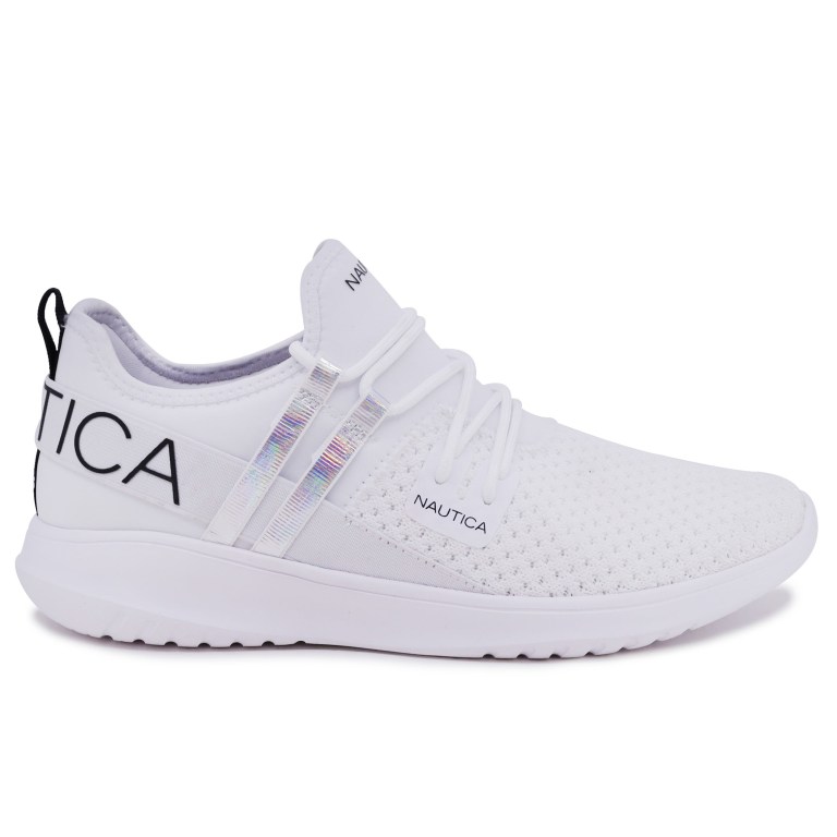 Women's Nautica Logo-strap Mesh Sneakers White Wash | 6m8fSY9n