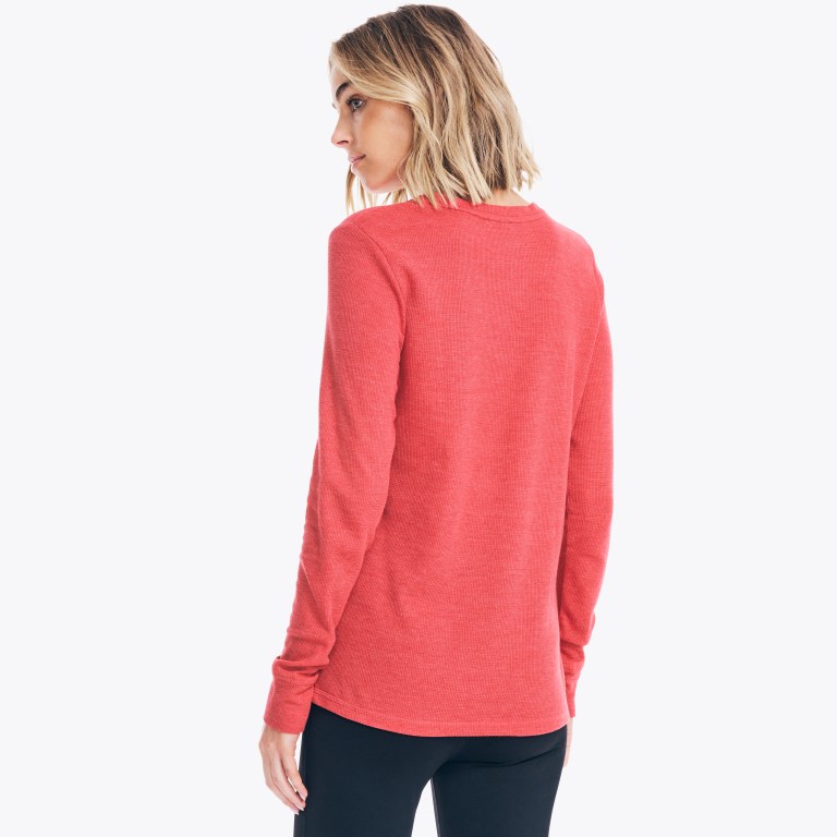 Women's Nautica Long-sleeve V-neck Thermal Base Layer Rose | 3SUx6LnC