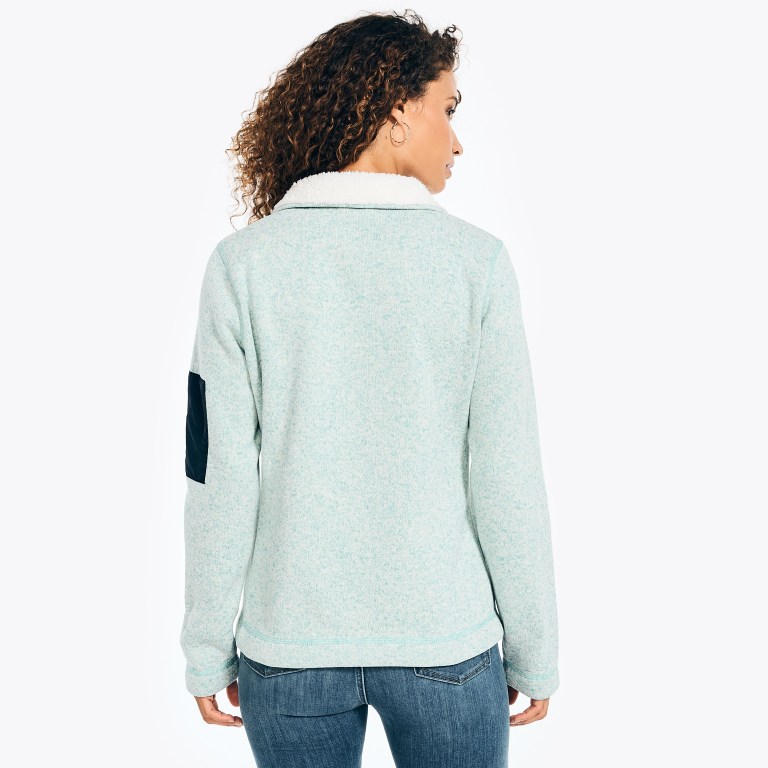 Women's Nautica Mock-neck Fleece Jackets Blue | BSI5dhUF