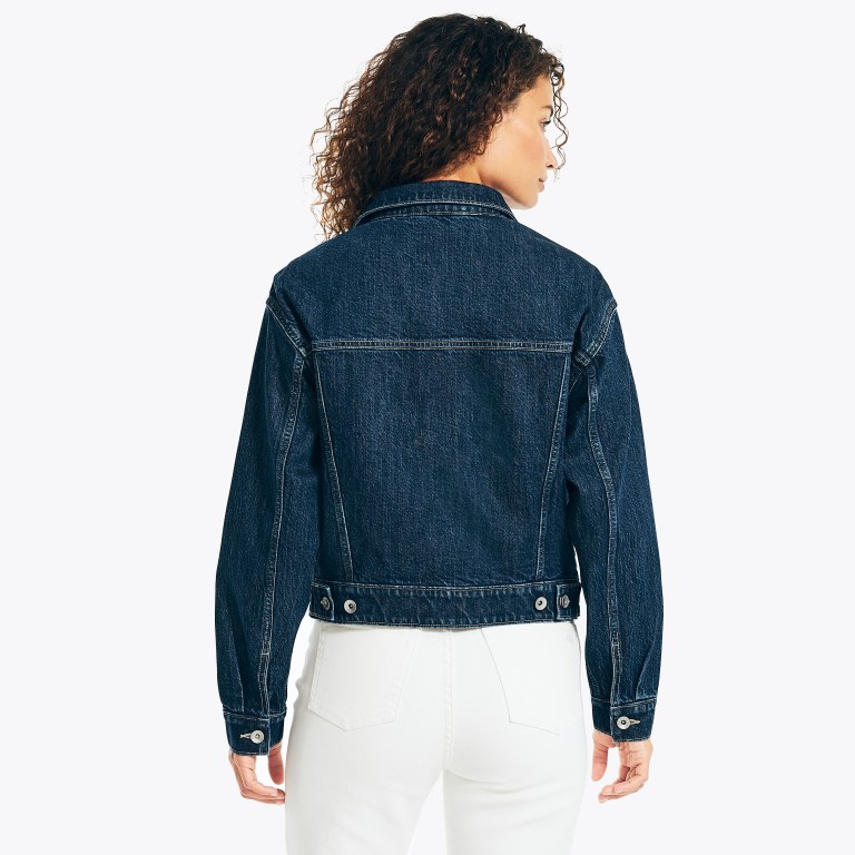 Women's Nautica Nautica Co. Cropped Denim Jackets Blue | VdD6g2l7