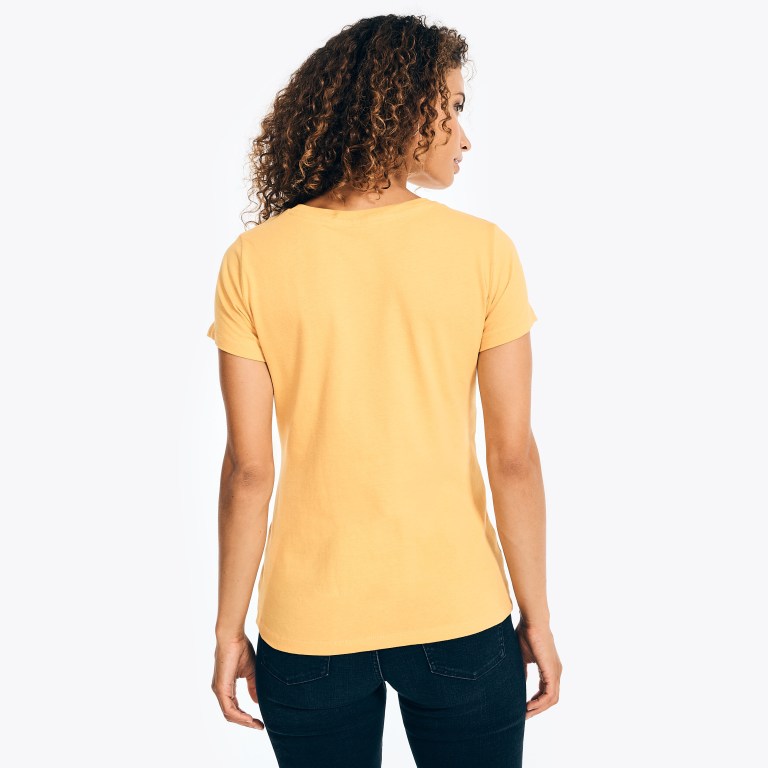 Women's Nautica Nautica Co. Logo T Shirts Yellow | q899UnCF