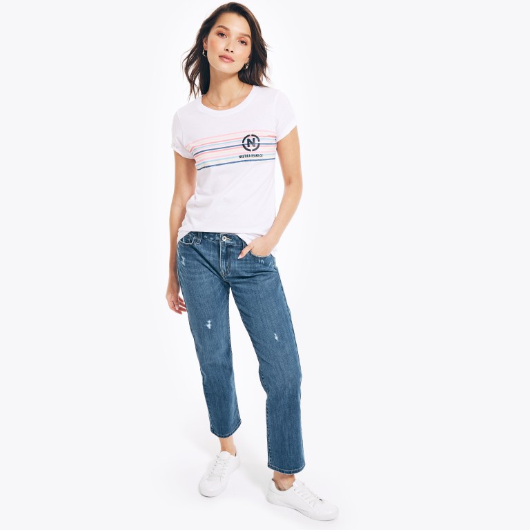 Women's Nautica Nautica Co. Logo T Shirts White | tLRoBUco