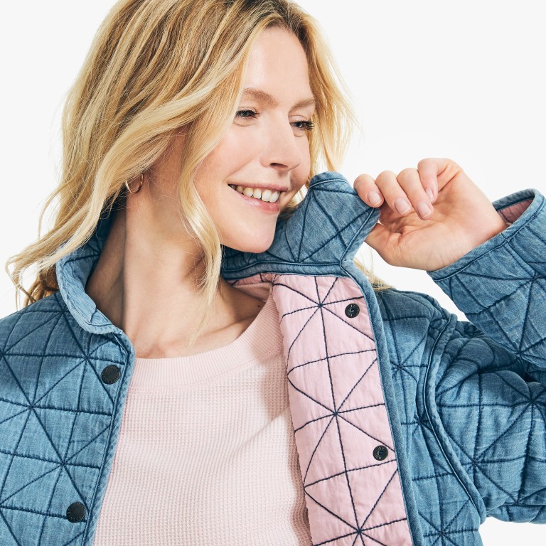 Women's Nautica Nautica Co. Quilted Twill Jackets Blue | q107ngyj