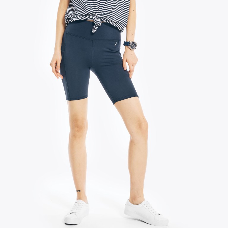 Women's Nautica Navtech High-waisted Biker Shorts Blue | 2YRLCuBL