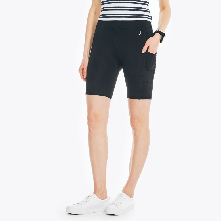 Women's Nautica Navtech High-waisted Biker Shorts Black | g2lDzsbk