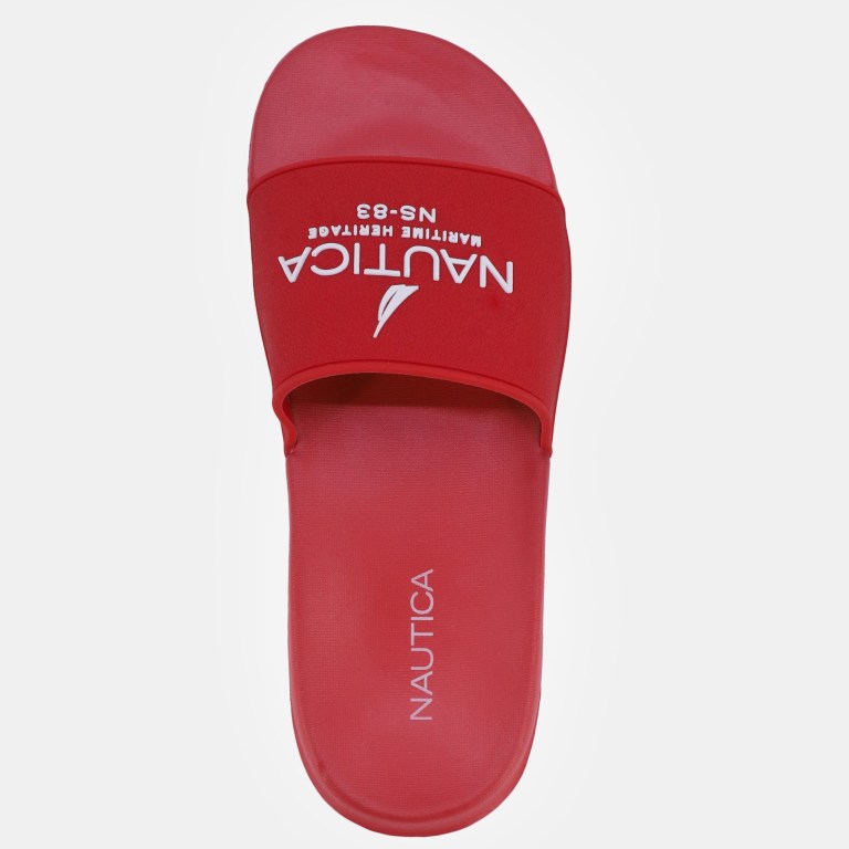 Women's Nautica Ns-83 Logo Slides Red | 1AAg7J9W