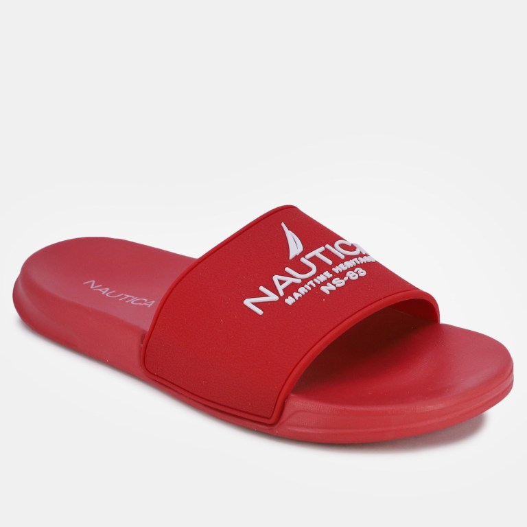 Women\'s Nautica Ns-83 Logo Slides Red | 1AAg7J9W