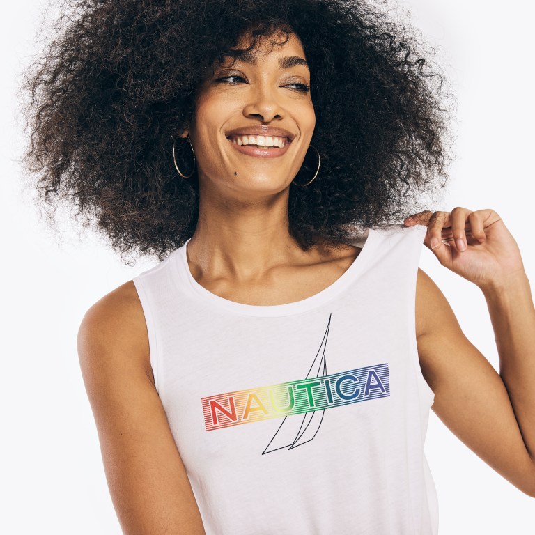 Women's Nautica Pride Graphic Tank T Shirts White | UByXpN5C