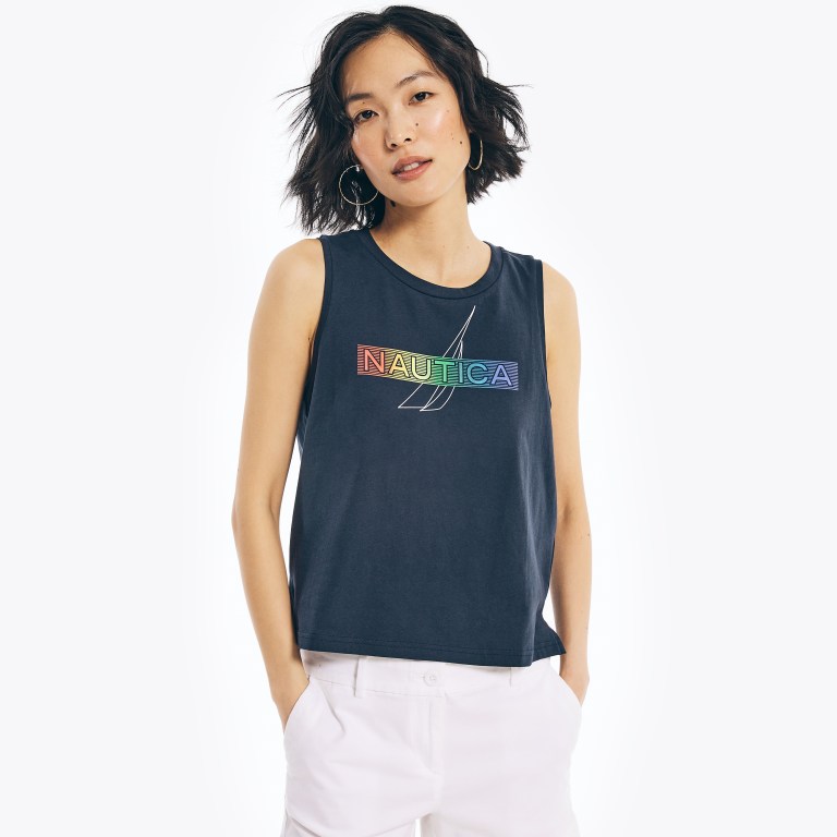 Women's Nautica Pride Graphic Tank T Shirts Blue | V5T8YWf1