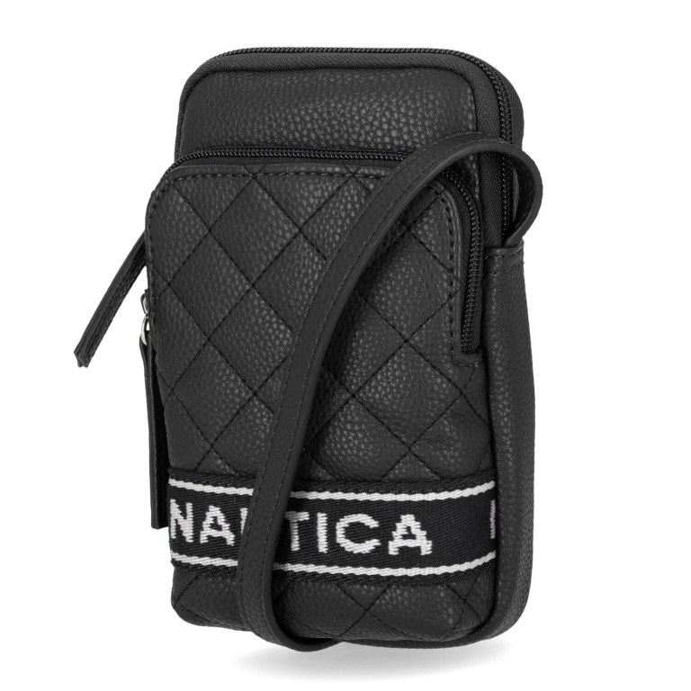 Women's Nautica Quilted Phone Crossbody Handbag Black | u6GZpuNC