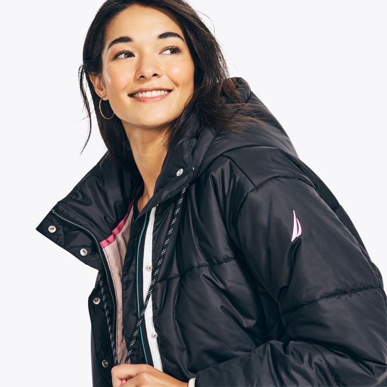 Women's Nautica Quilted Puffer Jackets Black | ZUnQzu5x