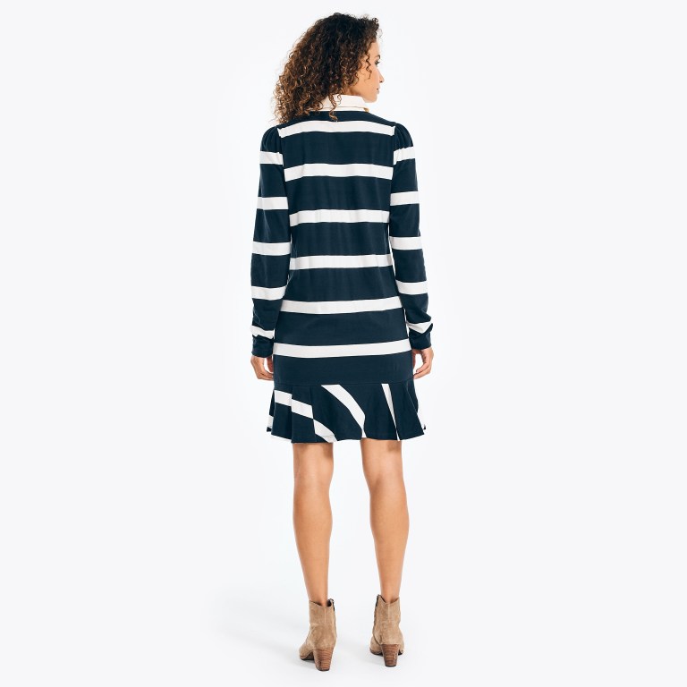 Women's Nautica Rugby Striped Dress Blue | ByzHFQbA