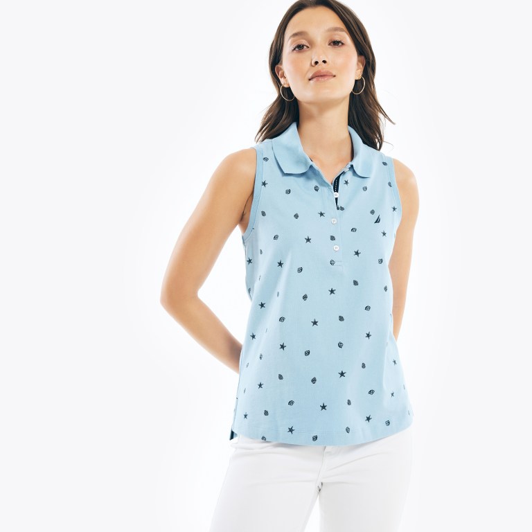 Women's Nautica Sleeveless Polo Shirts Blue | NEUV8LTs