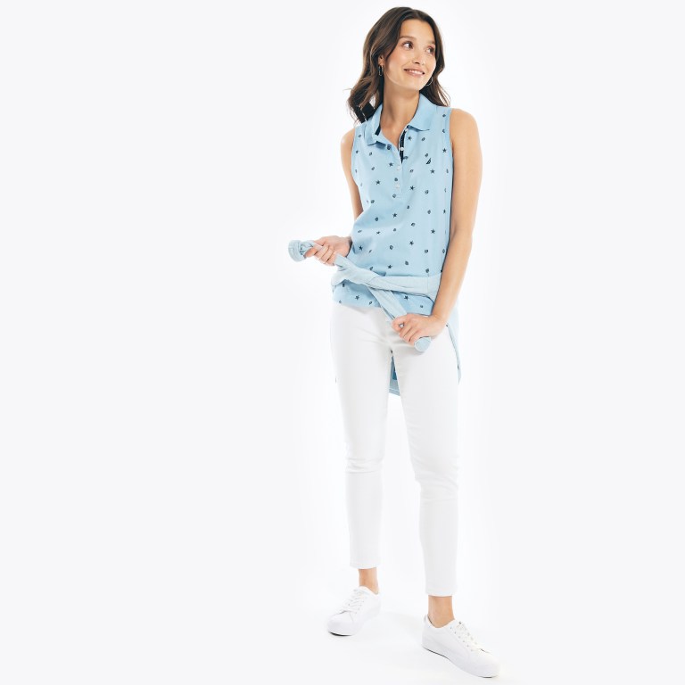 Women's Nautica Sleeveless Polo Shirts Blue | NEUV8LTs