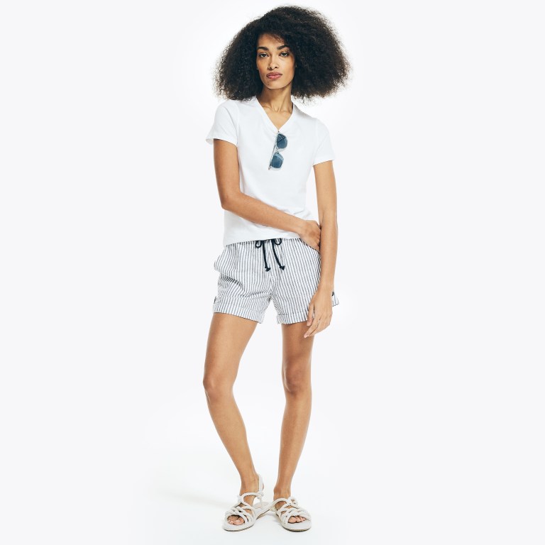 Women's Nautica Solid Crewneck T Shirts White | J7TFVhND