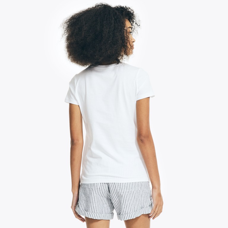 Women's Nautica Solid Crewneck T Shirts White | J7TFVhND