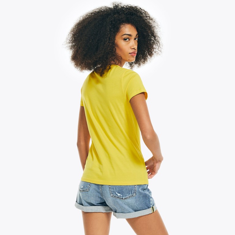 Women's Nautica Solid Crewneck T Shirts Yellow | Kij8z2uo