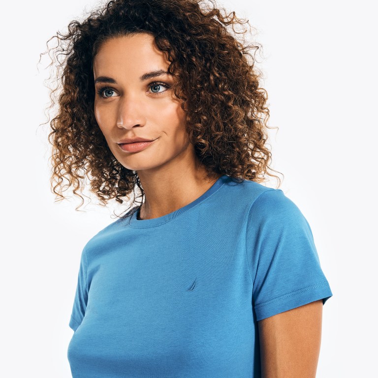 Women's Nautica Solid Crewneck T Shirts Royal Blue | OHiZq9ph