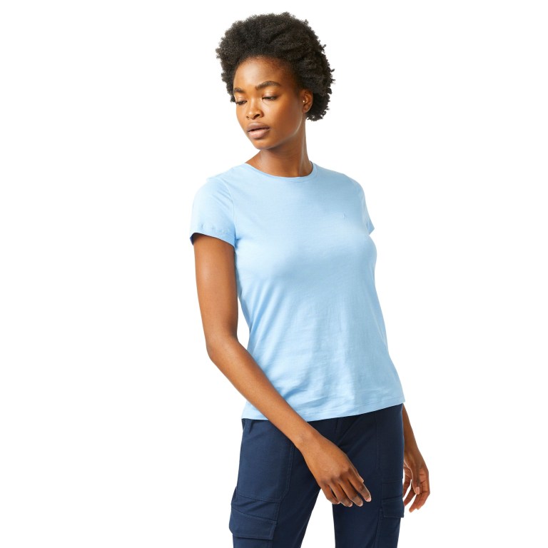 Women\'s Nautica Solid Crewneck T Shirts Blue | cM7WxtmK