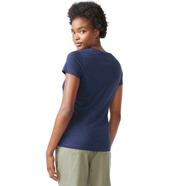 Women's Nautica Solid Crewneck T Shirts Blue | qvqvfN5Z