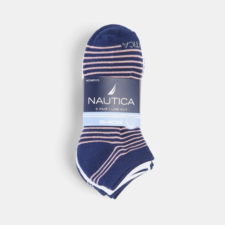 Women's Nautica Stripe Low Cut , 6-pack Socks Multicolor | NNh3MBLM