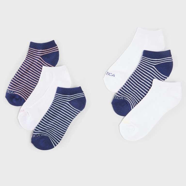 Women\'s Nautica Stripe Low Cut , 6-pack Socks Multicolor | NNh3MBLM