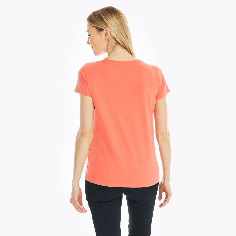 Women's Nautica Studded Logo Crewneck T Shirts Orange | rZKjrV9x