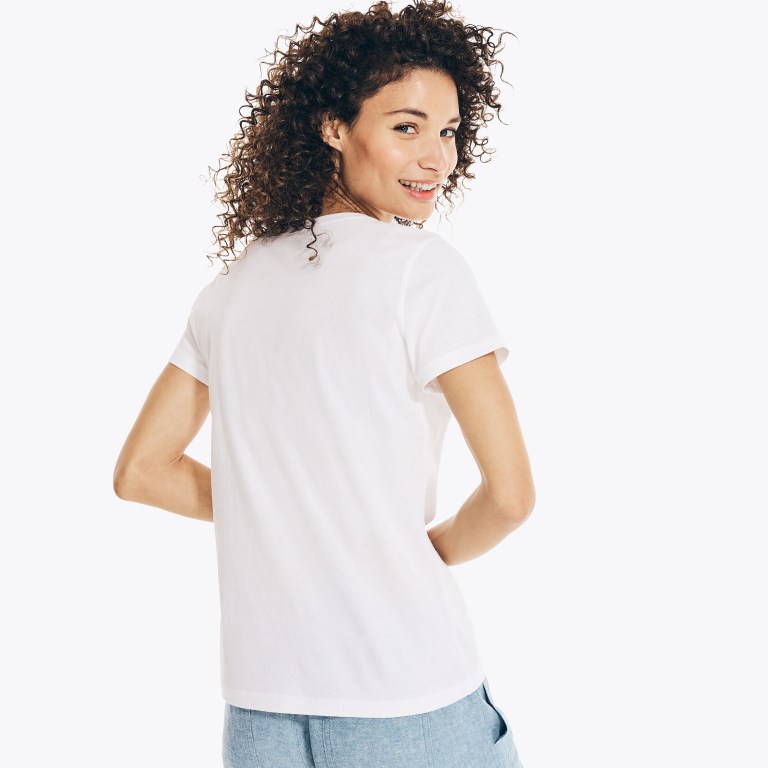 Women's Nautica Studded Logo Crewneck T Shirts White | zMUly4y5