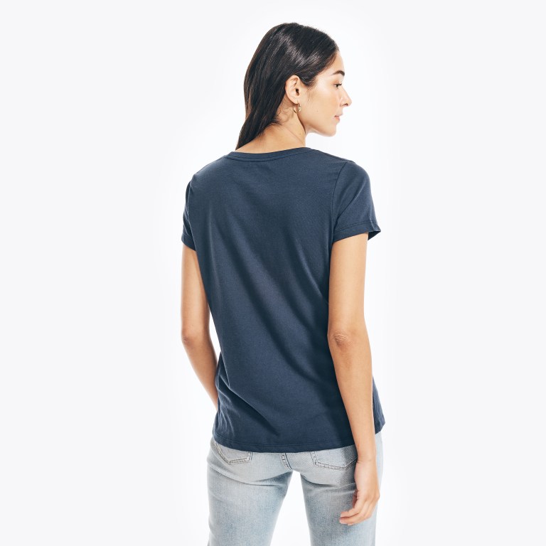 Women's Nautica Sustainably Crafted Foil J-class Graphic T Shirts Blue | ru2EKkq2