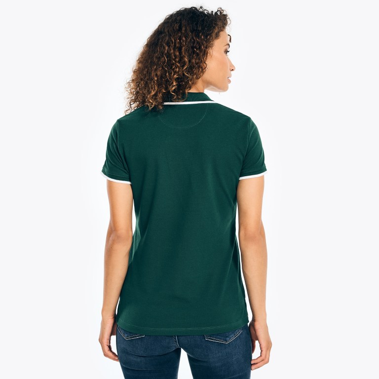 Women's Nautica Sustainably Crafted Ocean Split-neck Polo Shirts Green | 9oH9EPNW