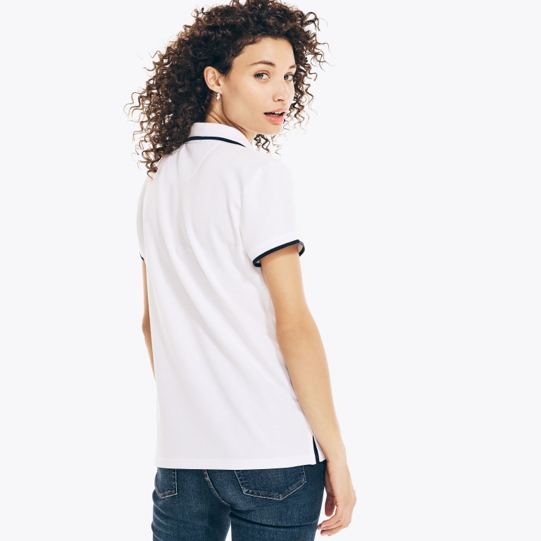 Women's Nautica Sustainably Crafted Ocean Split-neck Polo Shirts White | C3NMXQ1Y