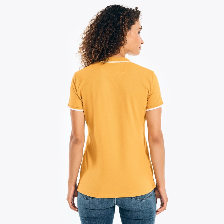 Women's Nautica Sustainably Crafted Ocean Split-neck Polo Shirts Yellow | l8dHSKqO