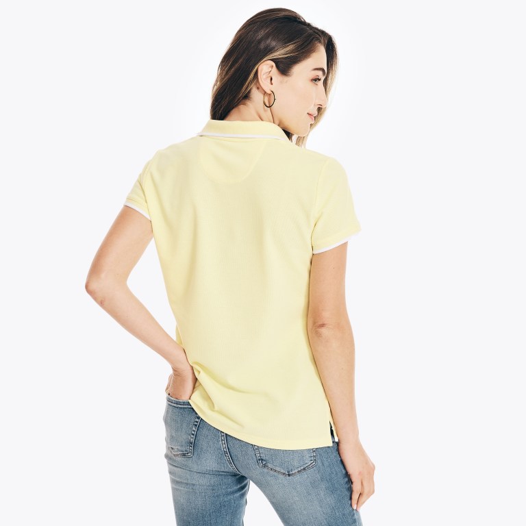 Women's Nautica Sustainably Crafted Ocean Split-neck Polo Shirts Yellow | qgKeirPe