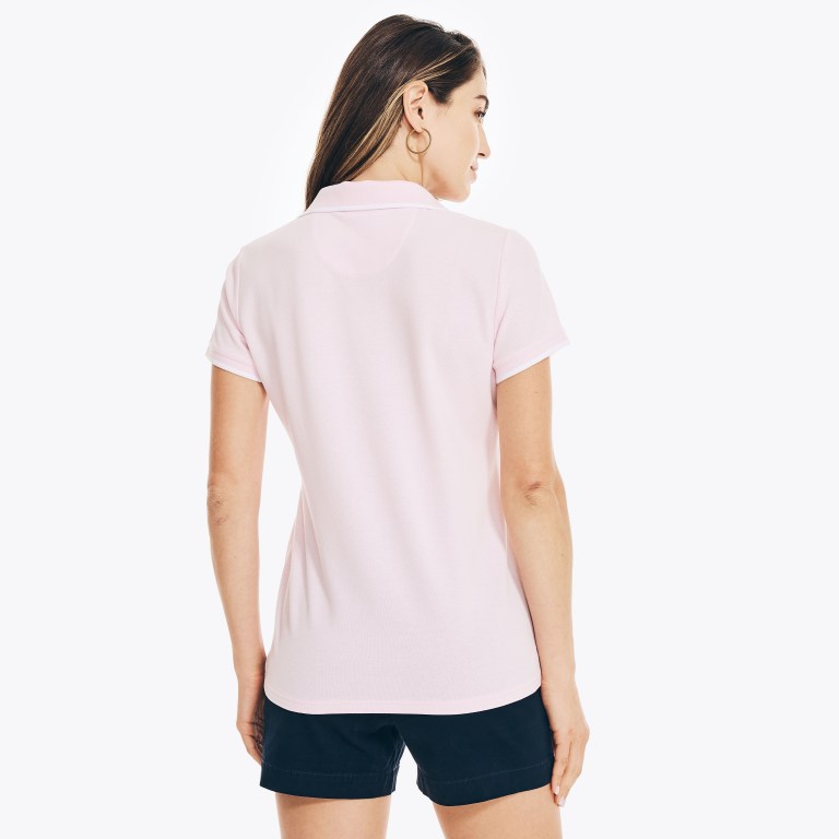 Women's Nautica Sustainably Crafted Ocean Split-neck Polo Shirts Pink | v4uYh4L0