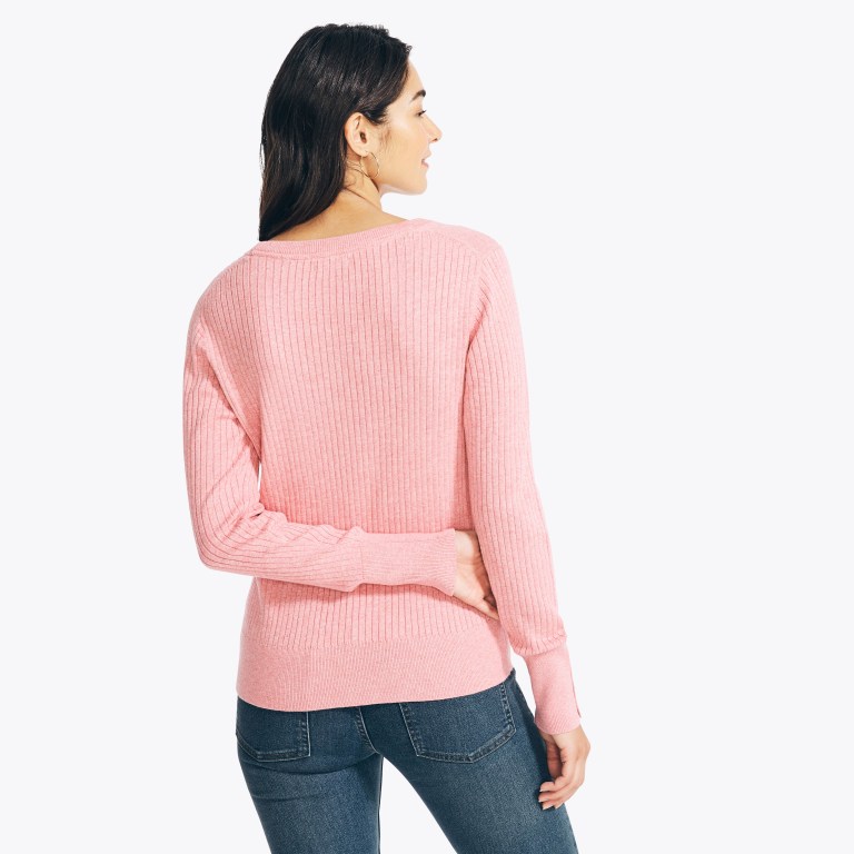 Women's Nautica Sustainably Crafted Rib-knit Sweaters Pink | gR0wuZTB