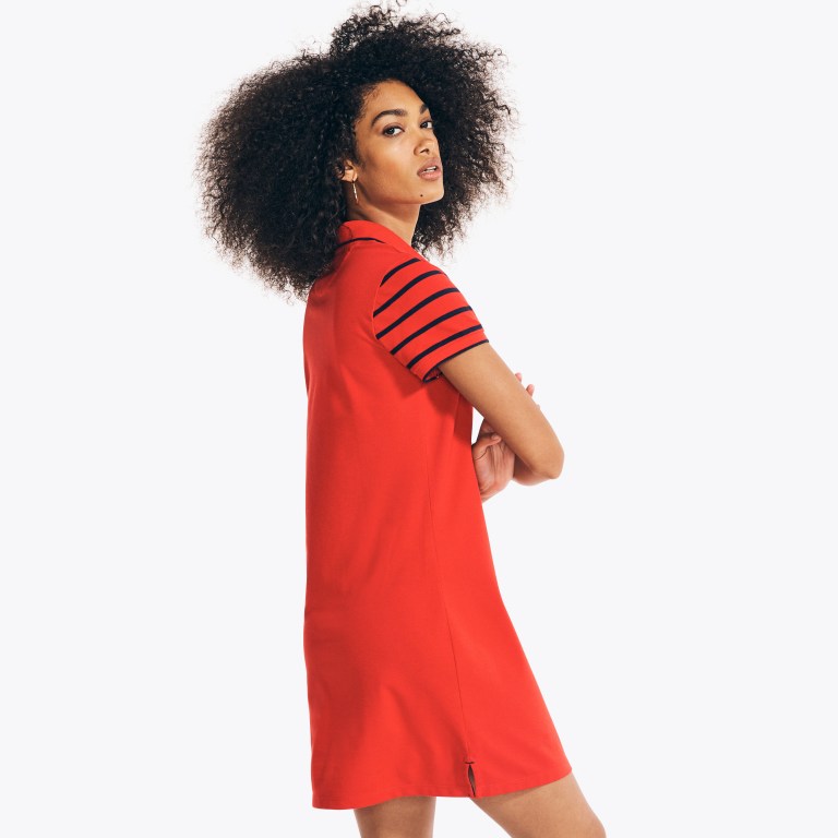 Women's Nautica Sustainably Crafted Striped Dress Red | xzWlPAuc