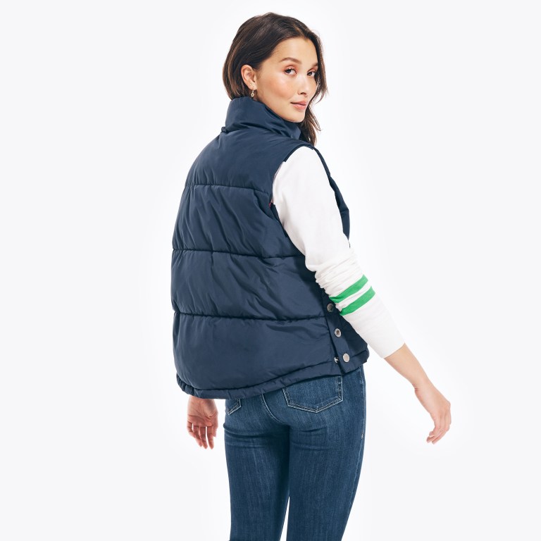 Women's Nautica Tempasphere Quilted Vest Coats Blue | STJN4nbc