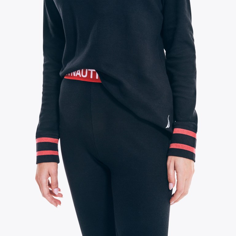 Women's Nautica Thermal Set Sleepwear Black | 4G4adhS9