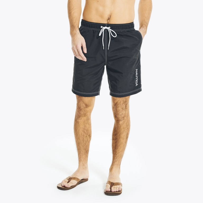 Men's Nautica 8" Quick-dry Swimwear Black | 6XaVQk0S