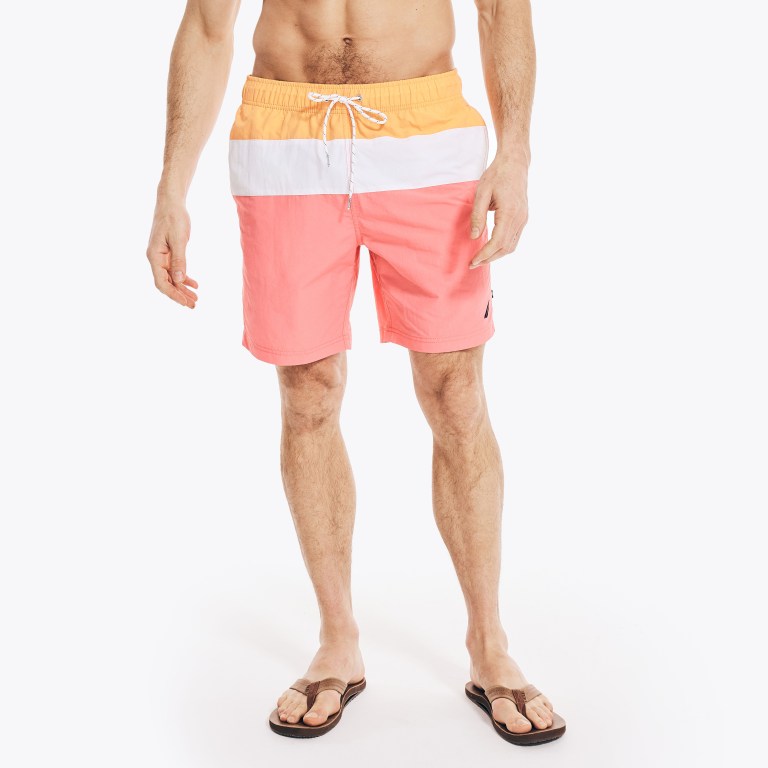 Men's Nautica 8" Tri-block Quick-dry Swimwear Pink | JYziRkEE