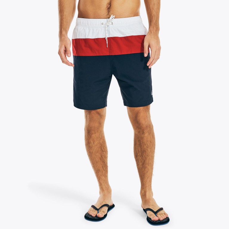 Men's Nautica 8" Tri-block Quick-dry Swimwear Navy | e3zw2xF3