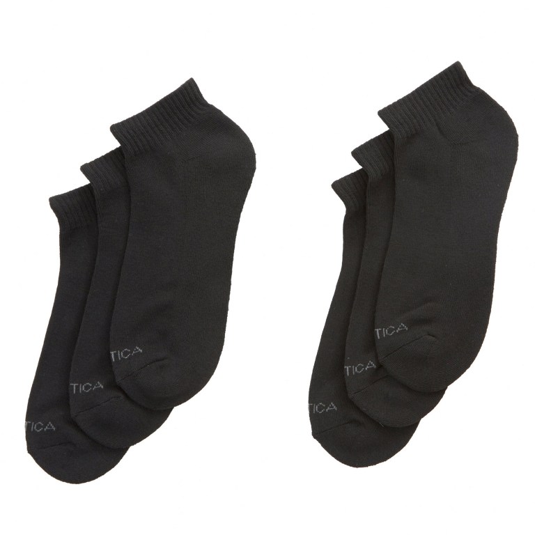 Men's Nautica Athletic Core Quarter , 6-pack Socks Black | gOoSLu2q