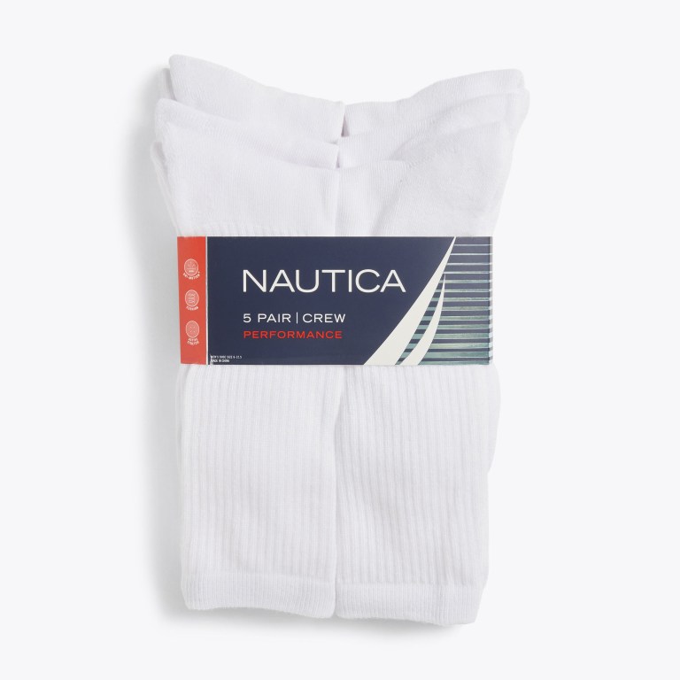 Men's Nautica Athletic Crew , 5-pack Socks Multicolor | 15NvDFFt