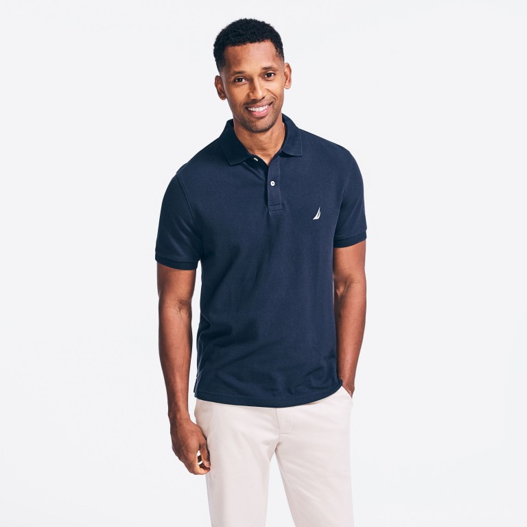 Men's Nautica Classic Fit Deck Polo Shirts Navy | 0Lg9eflv