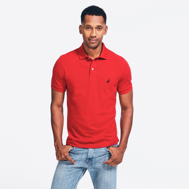 Men's Nautica Classic Fit Deck Polo Shirts Red | QCOUbpGR