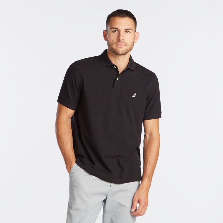 Men's Nautica Classic Fit Deck Polo Shirts Black | iwkVXbYi