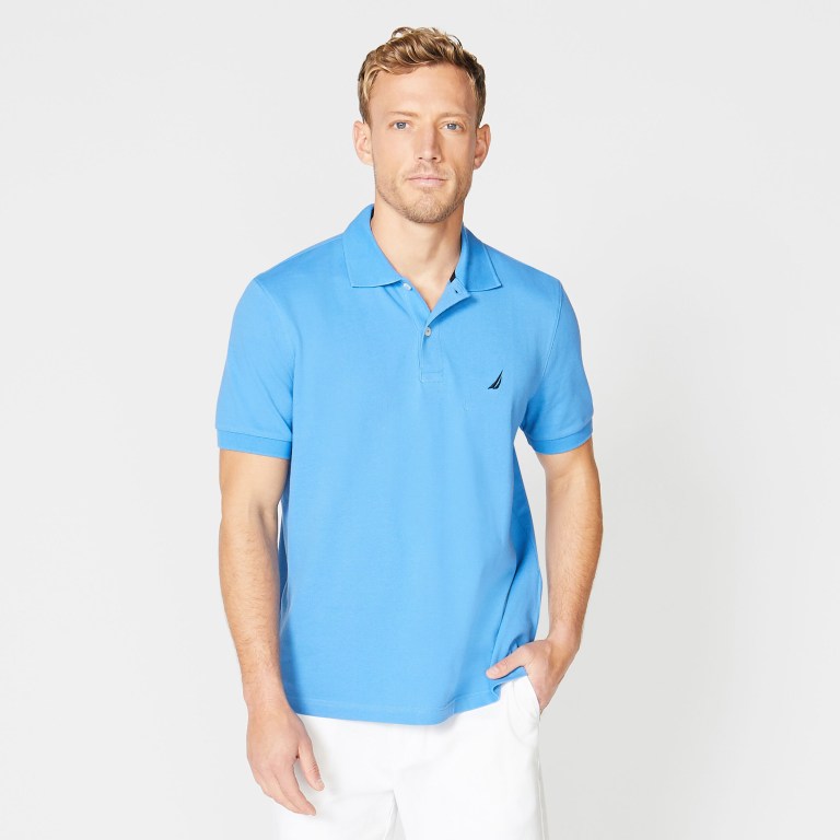 Men's Nautica Classic Fit Deck Polo Shirts Blue | myKhGBCd