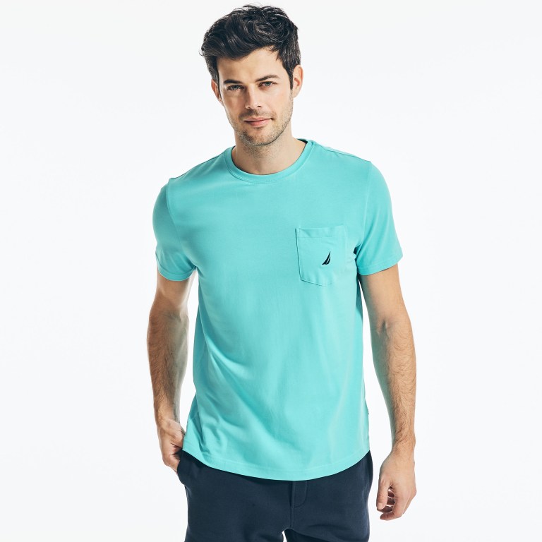 Men's Nautica Classic Fit Pocket T Shirts Blue | x3LEJatu