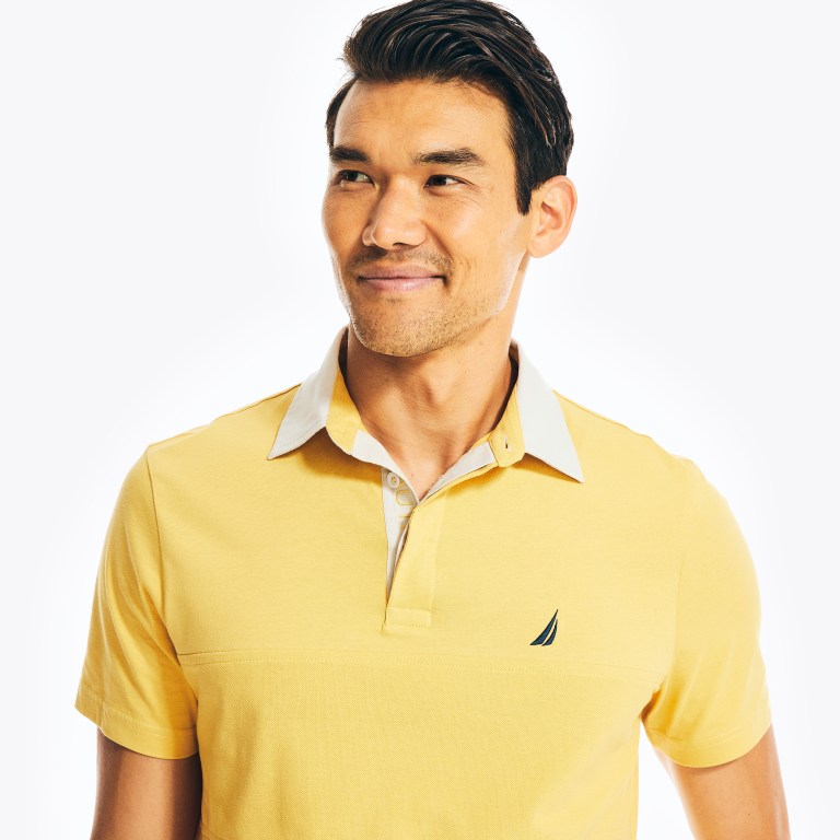 Men's Nautica Classic Fit Rugby Chest-stripe Polo Shirts Yellow | bT49LHvJ